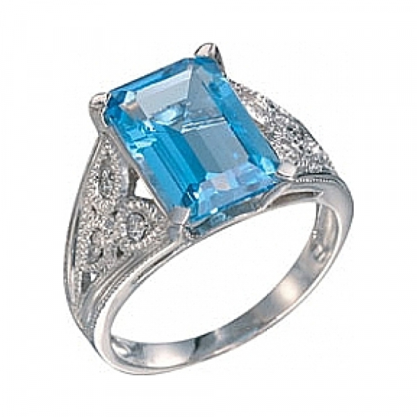 Золотое кольцо с бриллиантом и топазом № 7088