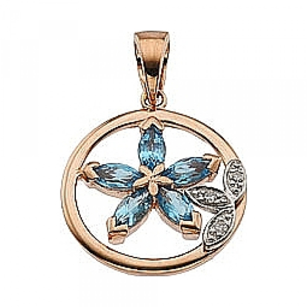 Золотая подвеска с бриллиантом и топазом № 62760