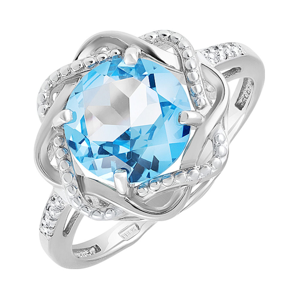 Золотое кольцо с топазом и фианитом № 128688