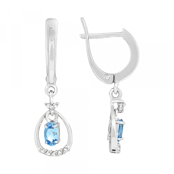 Золотые серьги с топазом и фианитом № 53557