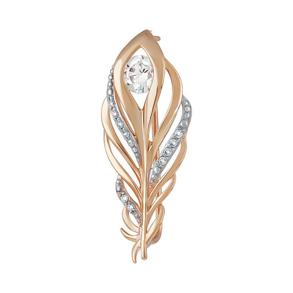 Золотая брошь с фианитами № 138008