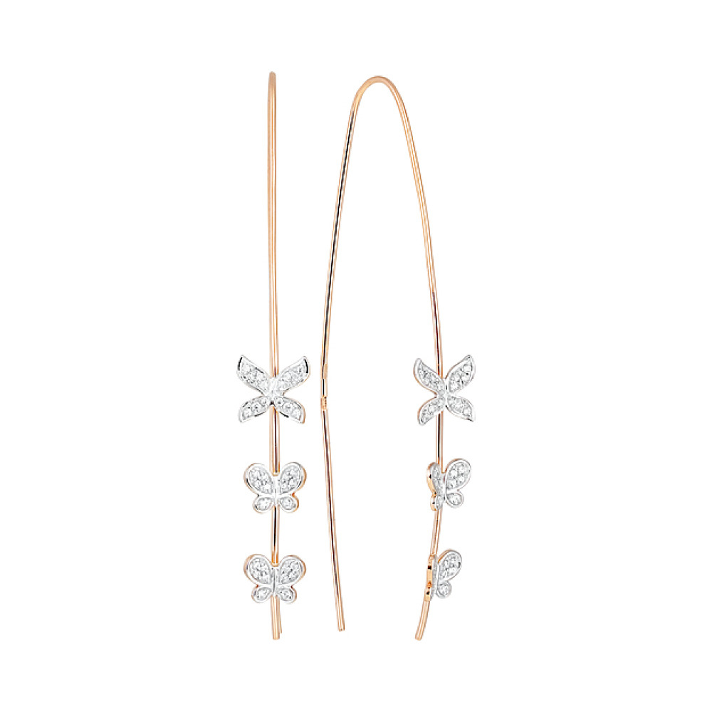 Золотые серьги с фианитами № 128994