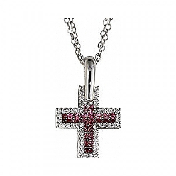 Серебряное колье с фианитом и имитац. хрусталя № 68657