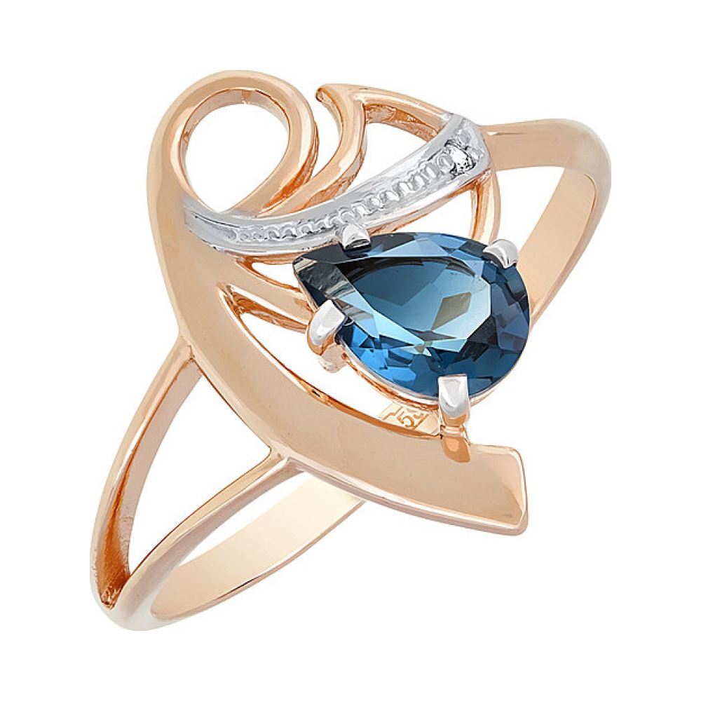 Золотое кольцо с топазом и фианитом № 115366