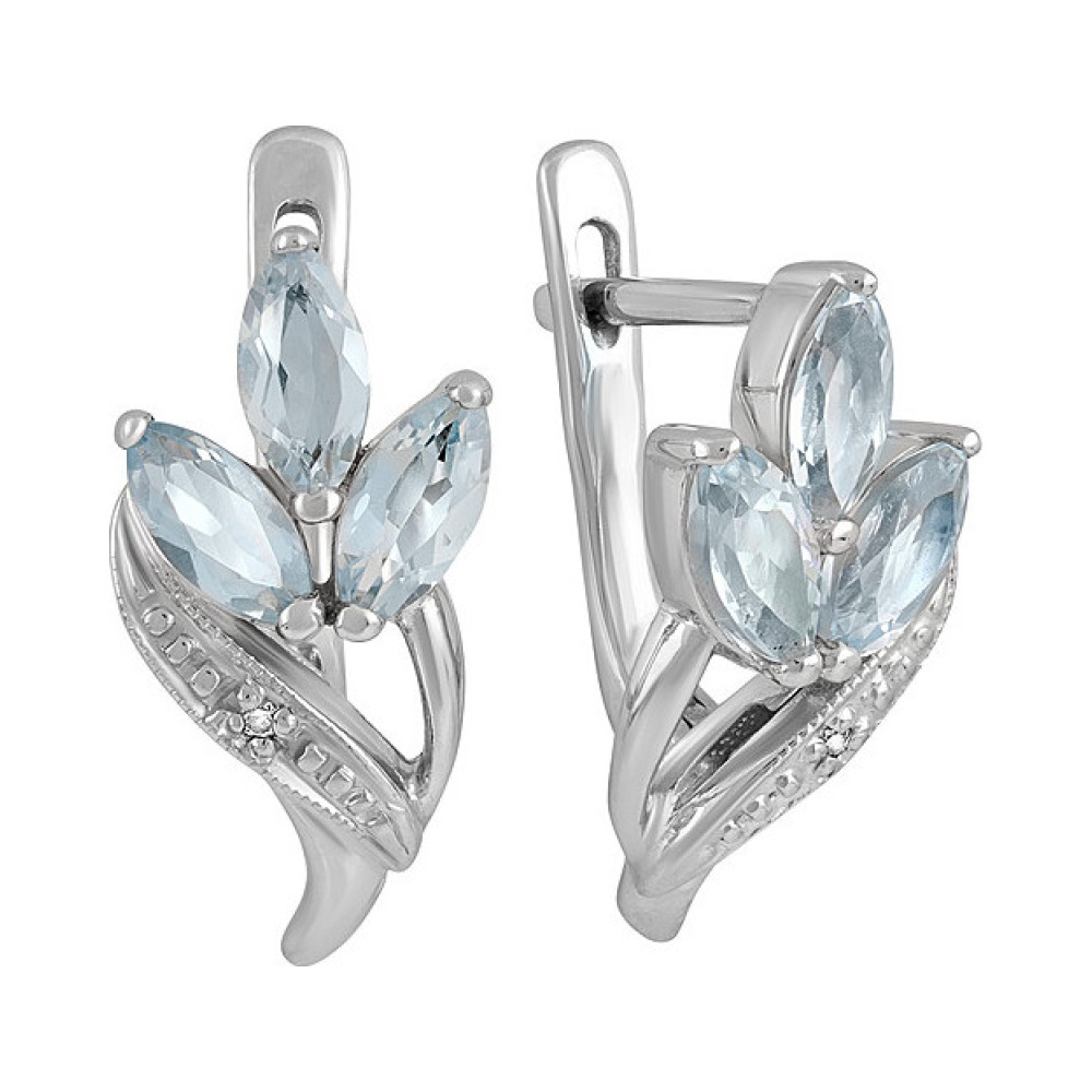 Серебряные серьги с топазом и фианитом № 130222