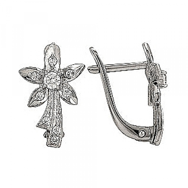 Золотые серьги с бриллиантом № 72662