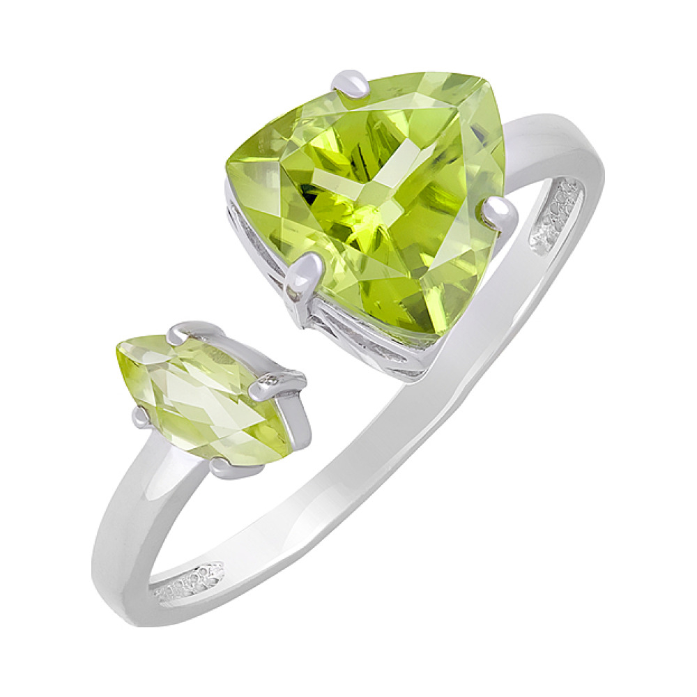 Серебряное кольцо с хризолитом № 126888