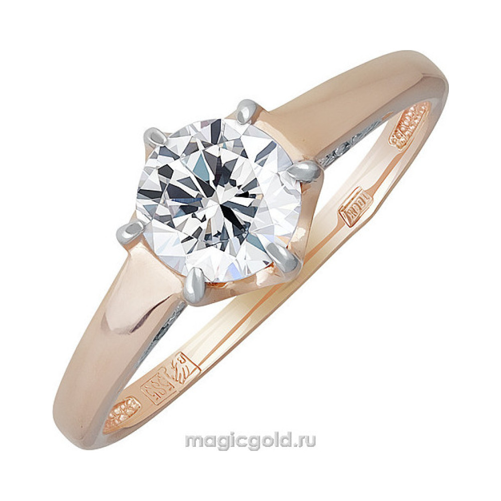 Золотое кольцо с фианитом № 138797
