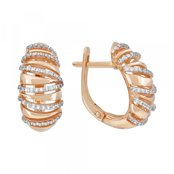 Золотые серьги с фианитами № 116205