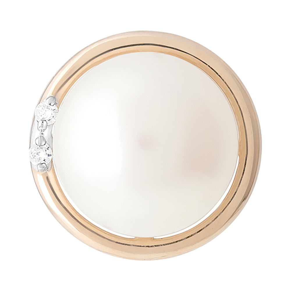 Золотая подвеска с жемчугом и фианитами № 128843