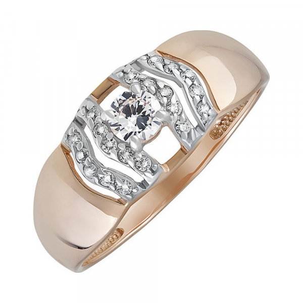 Золотое кольцо с фианитом № 135274