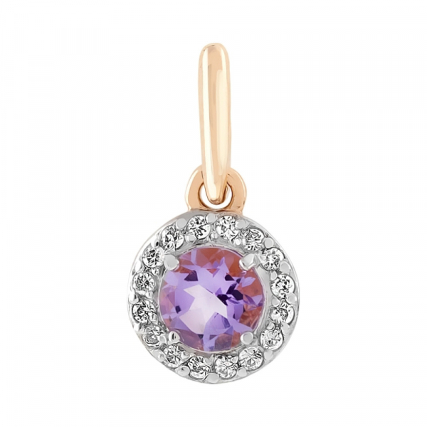Золотая подвеска с аметистом и фианитом № 106037