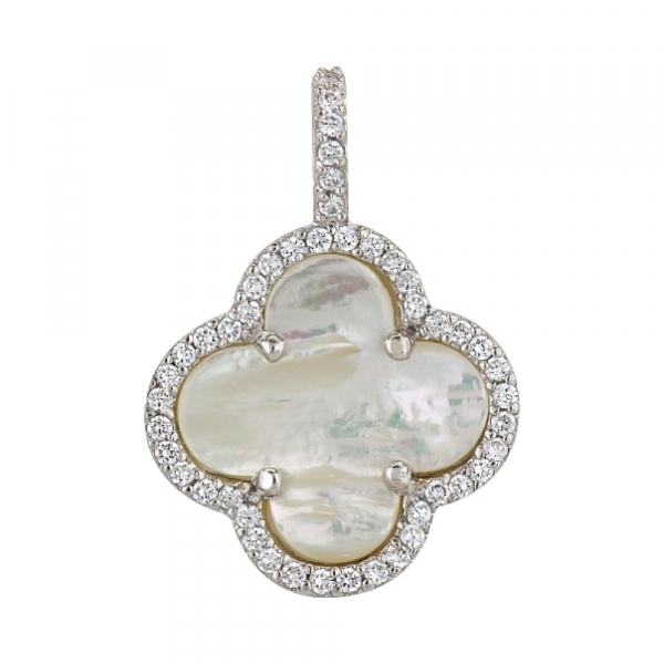 Серебряная подвеска с фианитом и перламутром № 99421