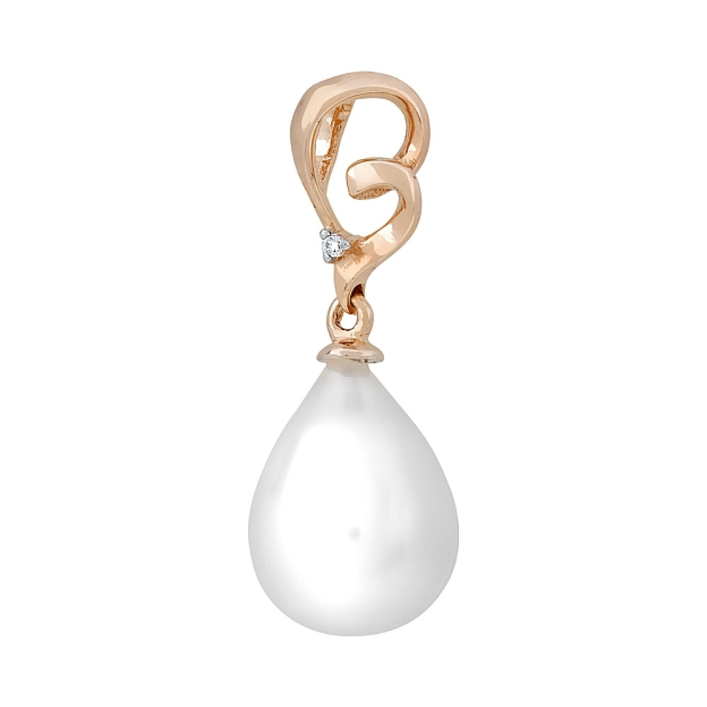 Золотая подвеска с жемчугом и фианитом № 116355