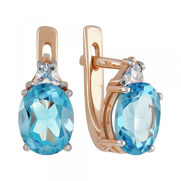 Золотые серьги с топазом и фианитом № 135123