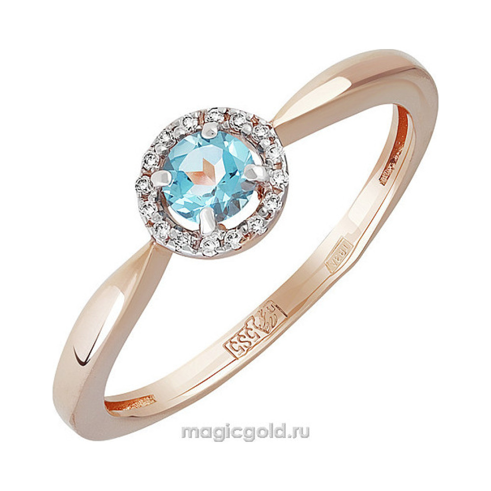 Золотое кольцо с топазом и фианитом № 142084