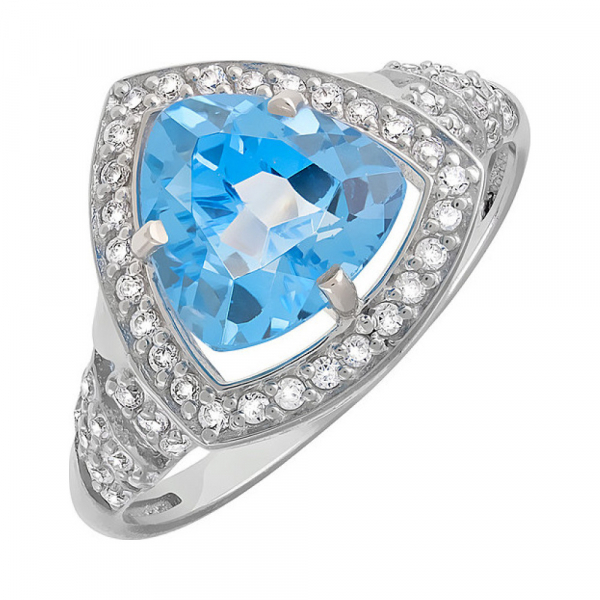 Золотое кольцо с топазом и фианитом № 119684