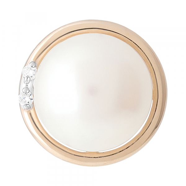 Золотая подвеска с жемчугом и фианитами № 128843