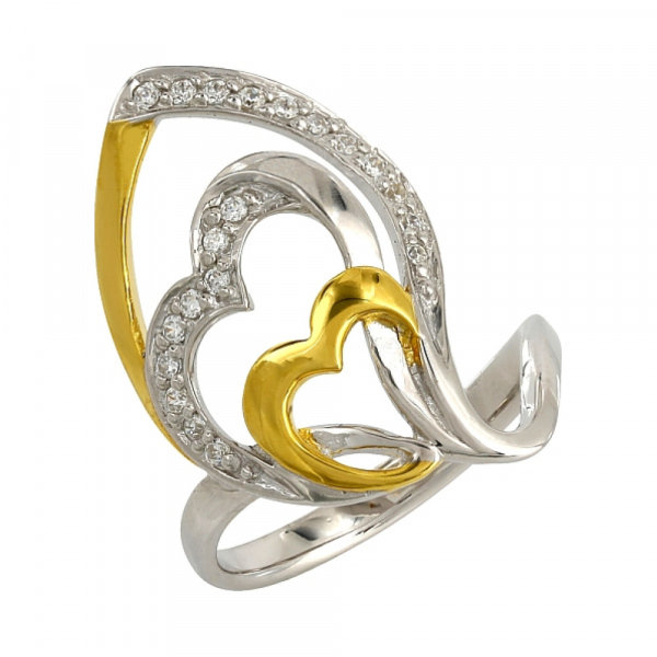 Серебряное кольцо с фианитами № 106222