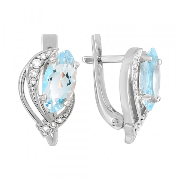 Золотые серьги с топазом и фианитом № 120764