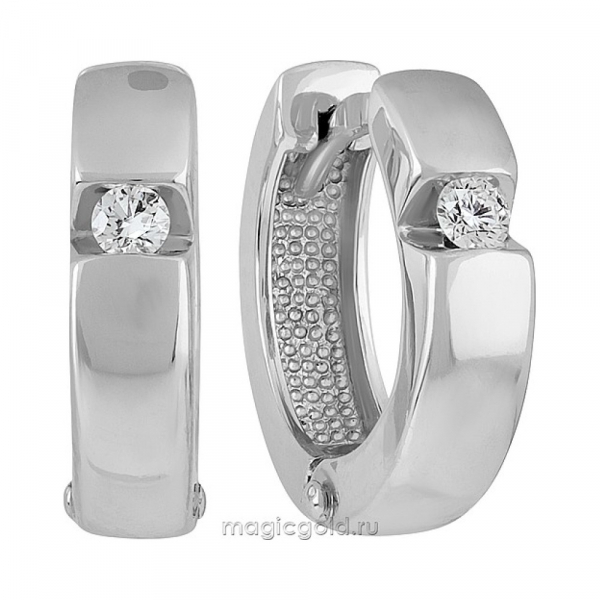 Золотые серьги с бриллиантом № 162353