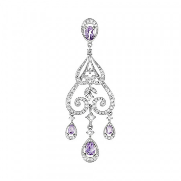 Серебряная подвеска с аметистом и фианитом № 131711