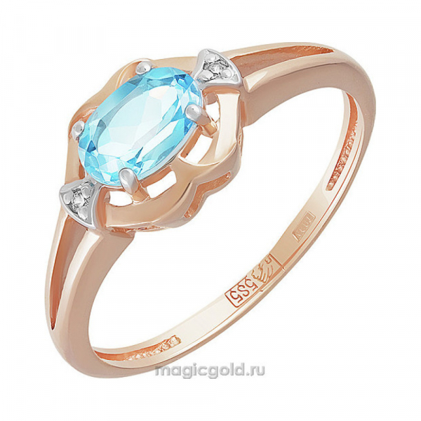 Золотое кольцо с топазом и фианитом № 159573