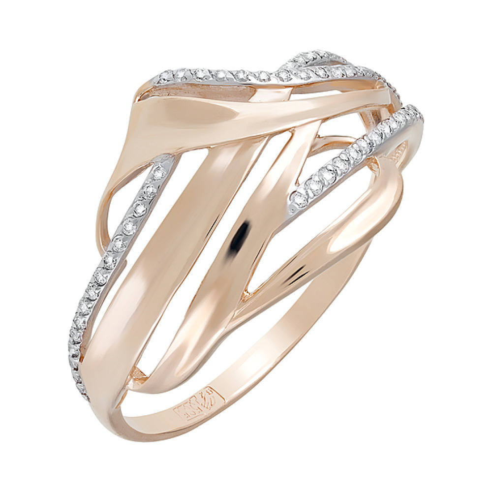 Золотое кольцо с фианитами № 124196