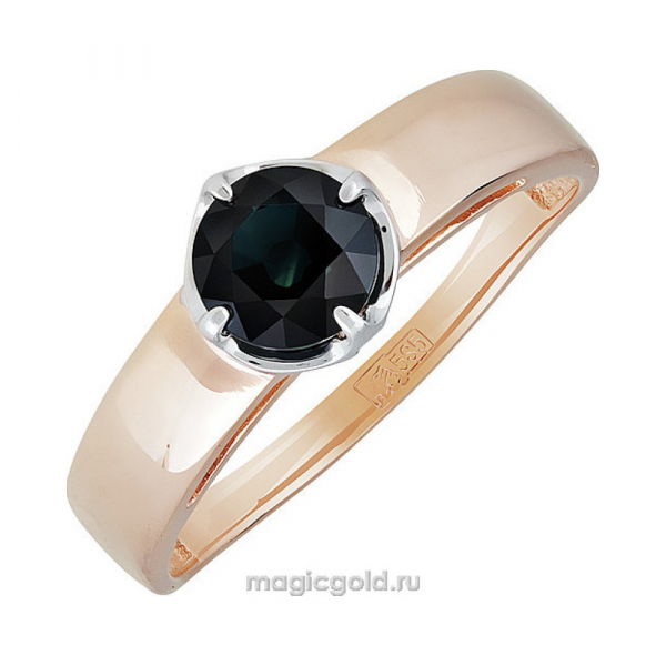 Золотое кольцо с бриллиантом и сапфиром № 140323