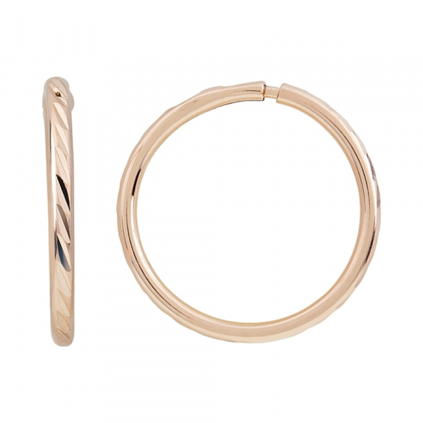 Золотые серьги конго с алмазной гранью № 116893