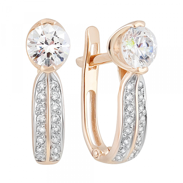 Золотые серьги с кристаллами swarovski № 128875