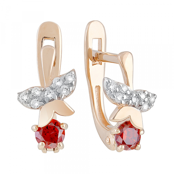 Золотые серьги с фианитами № 129233