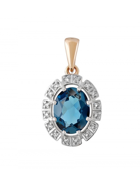 Золотая подвеска с топазом и фианитом № 129532