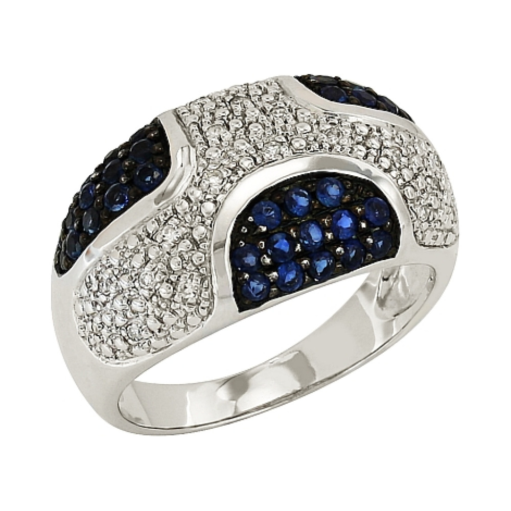 Золотое кольцо с бриллиантом и сапфиром № 66466