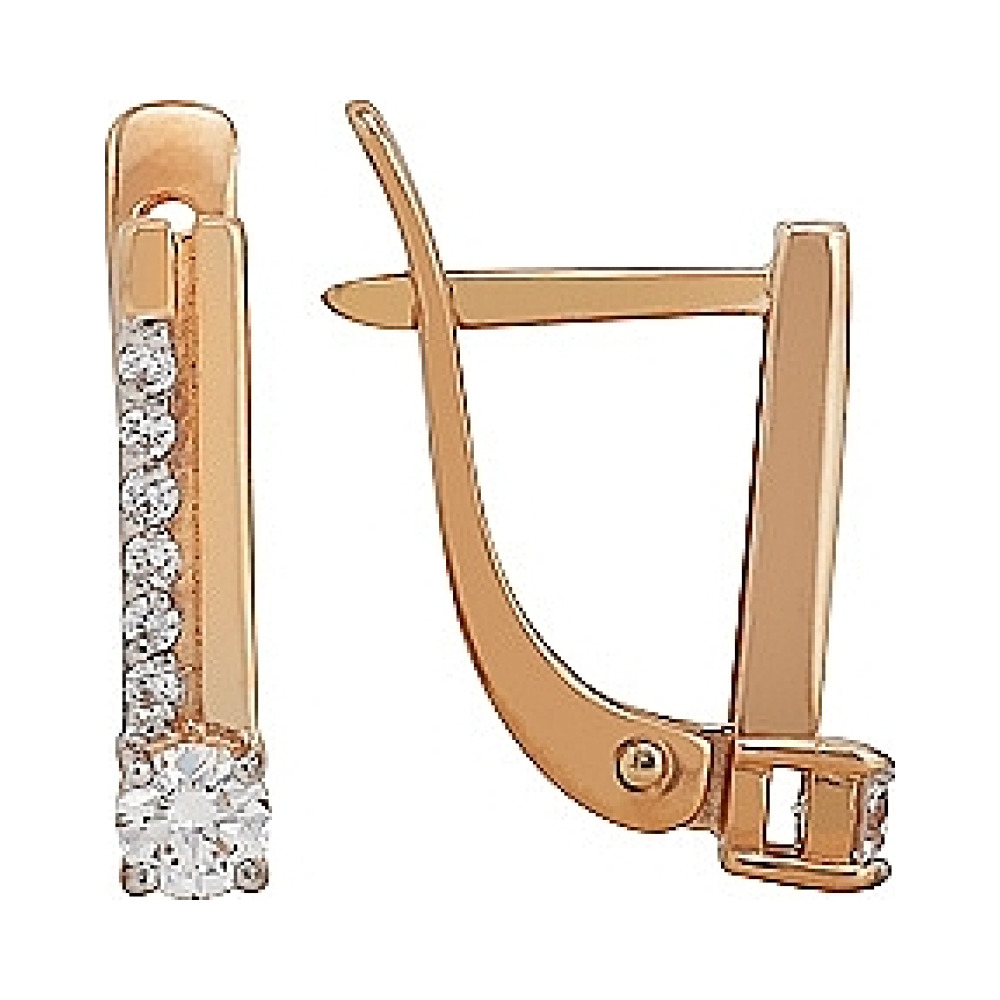 Золотые серьги с бриллиантом № 114784