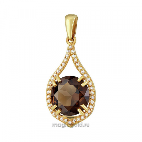 Серебряная подвеска с алпанитом, фианитом и золотым покрытием № 135057