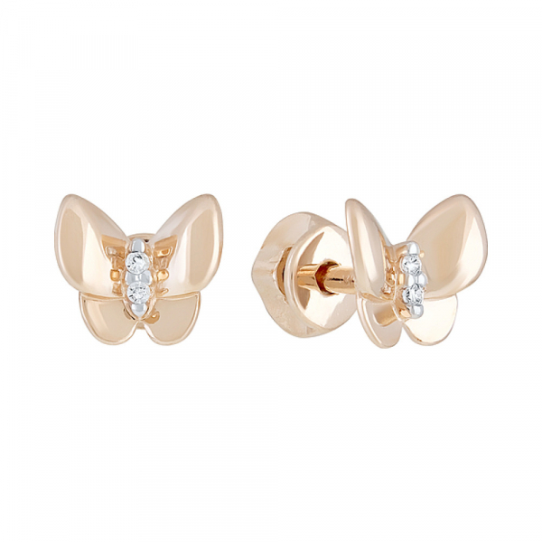 Золотые серьги с фианитами № 129102