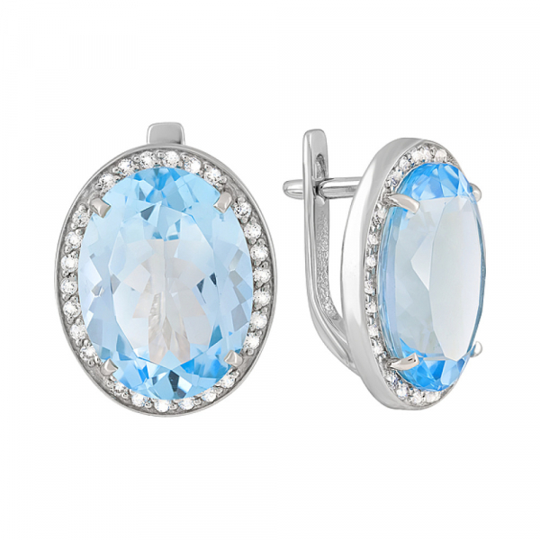 Золотые серьги с топазом и фианитом № 120759