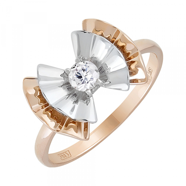 Золотое кольцо с фианитом № 128930