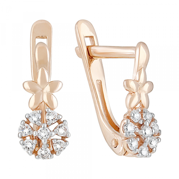 Золотые серьги с фианитами № 129244