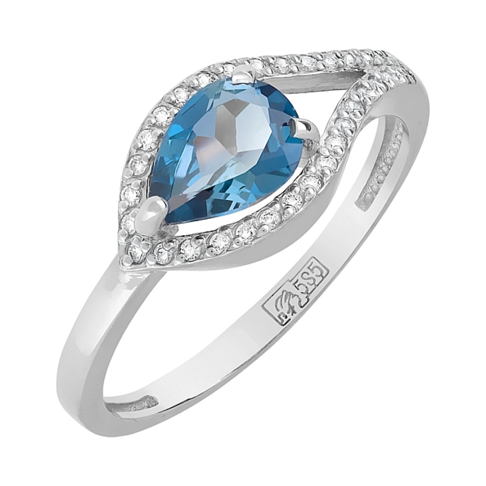 Золотое кольцо с топазом и фианитом № 119544