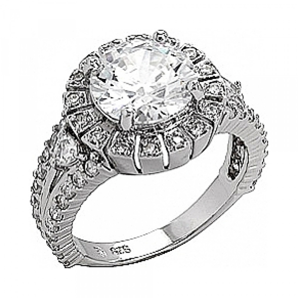 Серебряное кольцо с фианитом № 75151