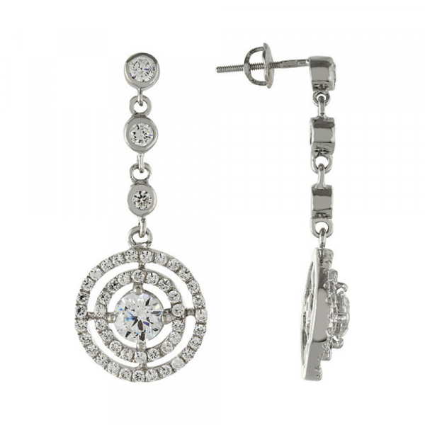 Серебряные серьги с фианитом № 83219