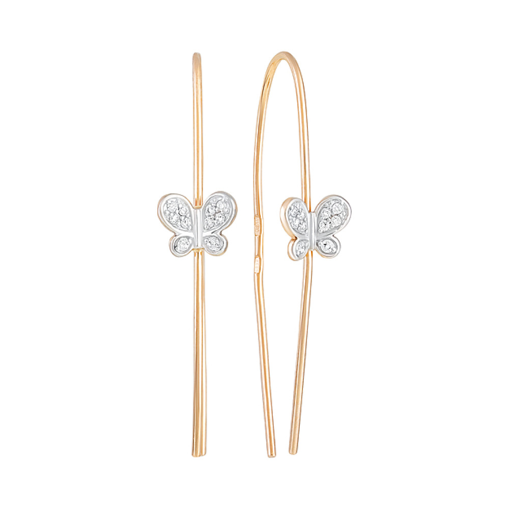 Золотые серьги с фианитами № 128993