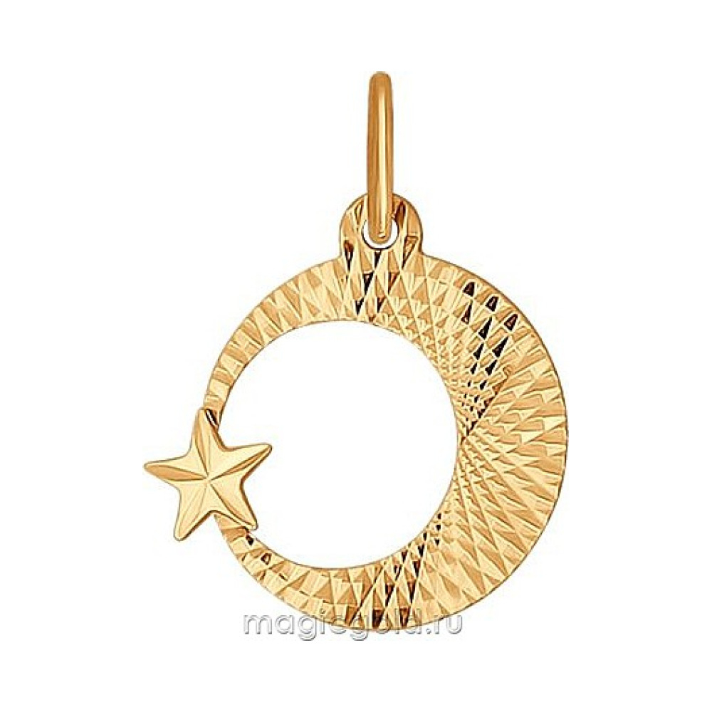 Золотая подвеска без камня с алмазкой № 159892
