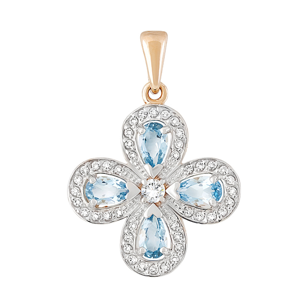 Золотая подвеска с топазом и фианитом № 128510