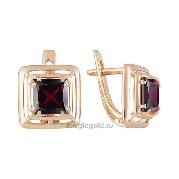 Золотые серьги с гранатом № 160597