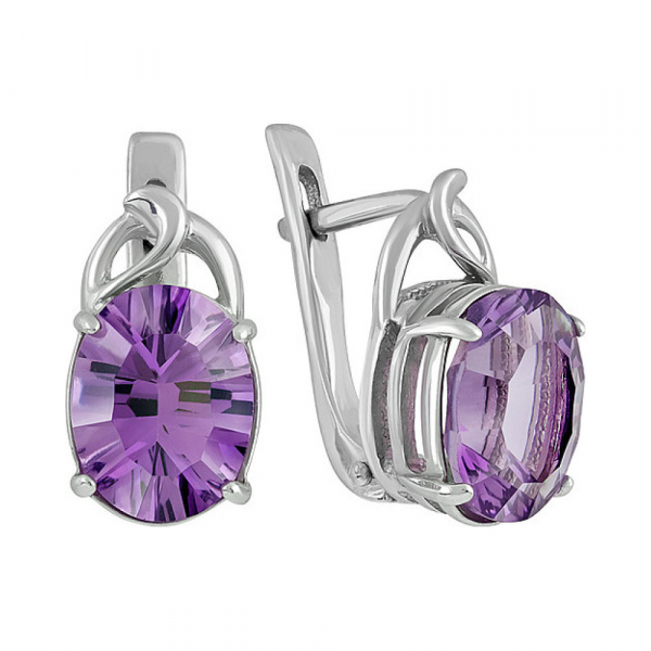 Серебряные серьги с аметистом № 135930