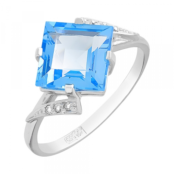 Золотое кольцо с топазом и фианитами № 83280