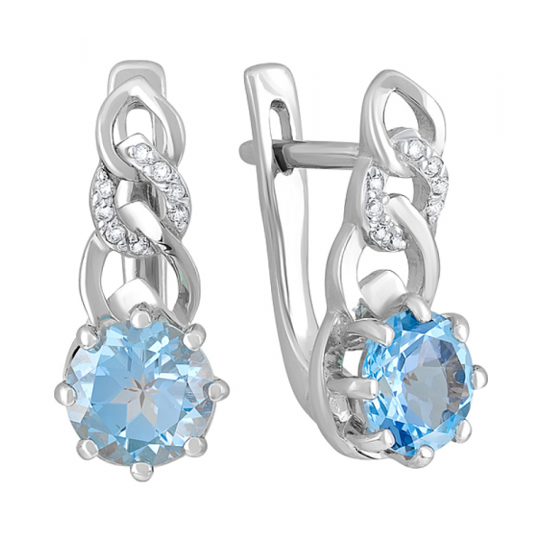 Золотые серьги с топазом и фианитом № 127554